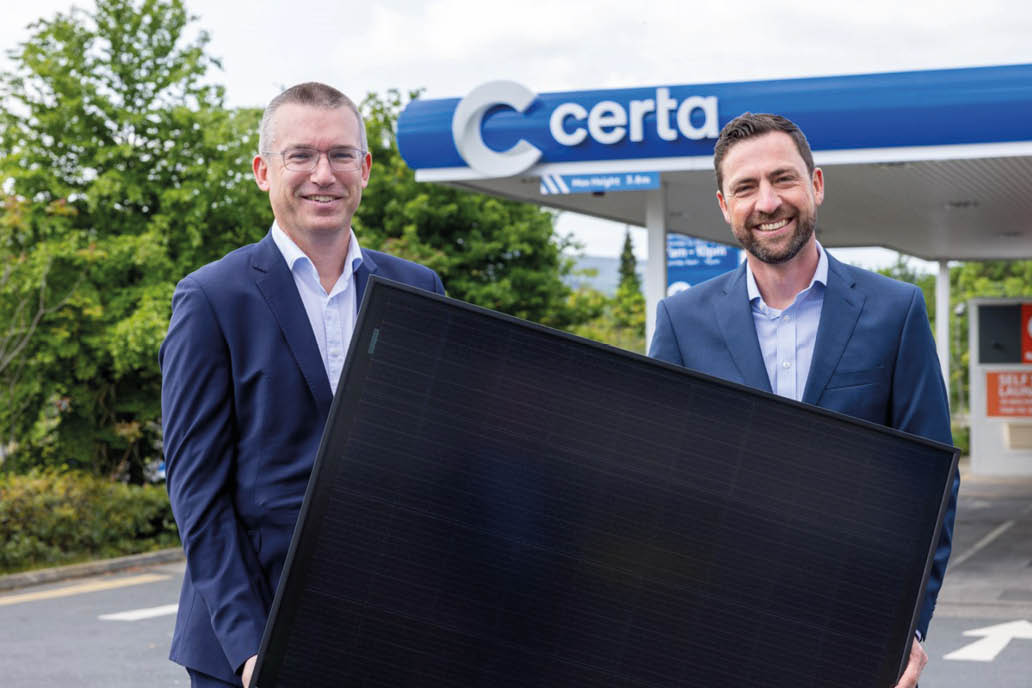 NO REPRODUCTION FEE APPLIES. Ireland's largest fuel supplier, Certa, which is part of DCC plc, has acquired leading solar and renewable energy specialists Alternative Energy Ireland (AEI). The acquisition will enable Certa’s commercial, industrial and domestic customers to make greener, sustainable choices and to transition to renewable energy solutions that reduce their carbon emissions and lower their energy costs. Pictured left to right: Andrew Graham, Managing Director, Certa Ireland and Steven Bray, Founder and Managing Director, Alternative Energy Ireland (AEI). Photo Credit: Sean Brosnan (Brosnan Photography).
