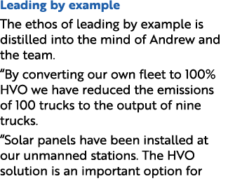 Leading by example The ethos of leading by example is distilled into the mind of Andrew and the team. “By converting ...