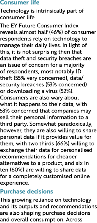 Consumer life Technology is intrinsically part of consumer life The EY Future Consumer Index reveals almost half (46%...