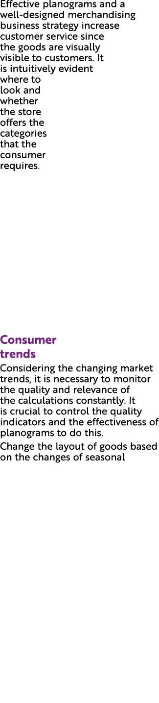 Effective planograms and a well designed merchandising business strategy increase customer service since the goods ar...