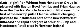 (Left – right) Ron Whitten from Henderson Group is pictured with Easton Boyd from bp and Brian Hughes from the Electr...