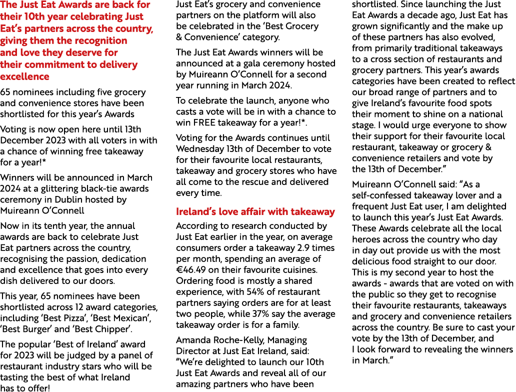 The Just Eat Awards are back for their 10th year celebrating Just Eat’s partners across the country, giving them the ...