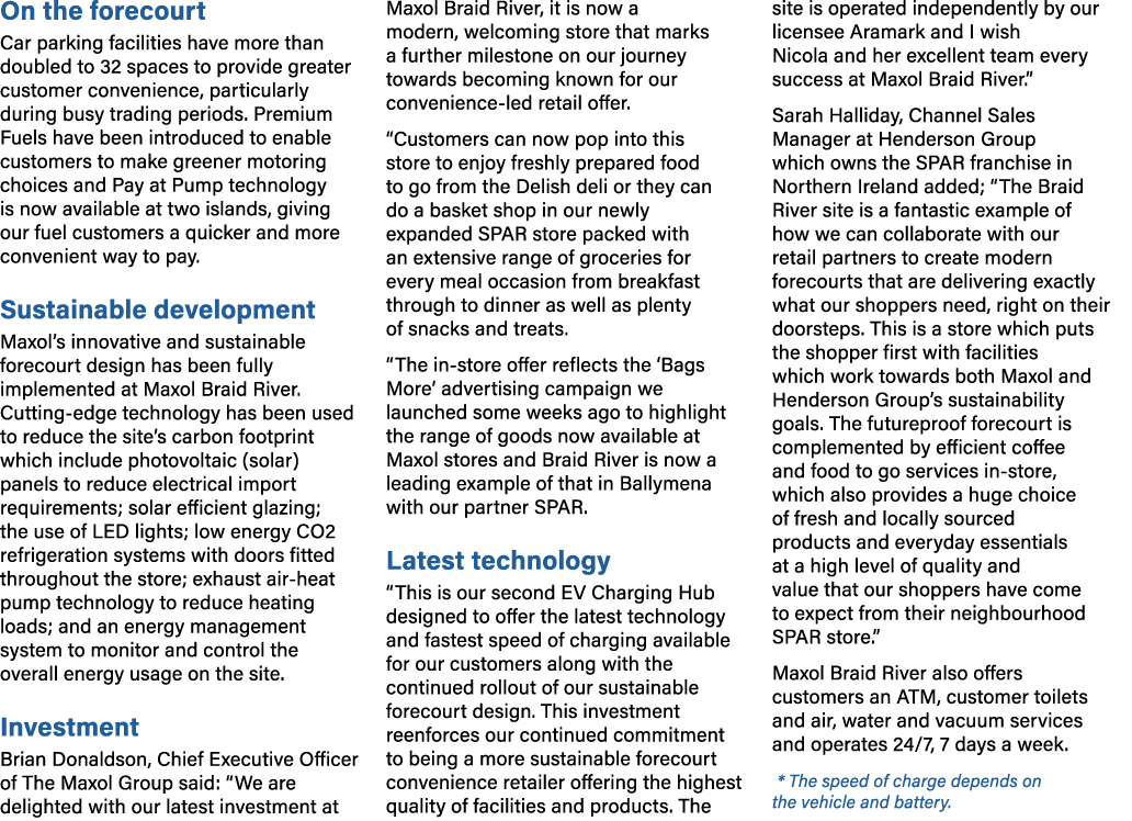 On the forecourt Car parking facilities have more than doubled to 32 spaces to provide greater customer convenience, ...