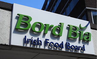 4th May 2019, Dublin, Ireland. Bord Bia office sign on Lower Mount Street, Dublin City Centre. Bord Bia is the Irish Food Board. 