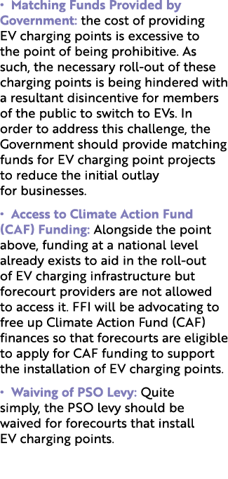 • Matching Funds Provided by Government: the cost of providing EV charging points is excessive to the point of being ...