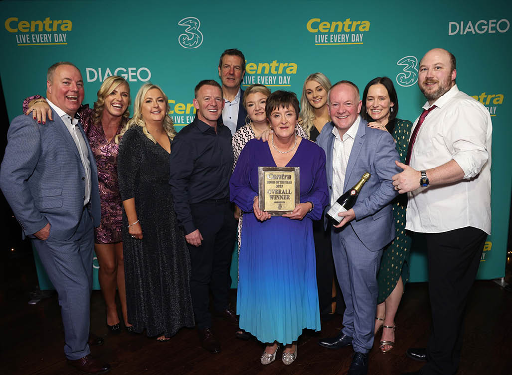 8/11/2023; Pictured is Ian Allen, MD Centra and Cormac Dawson, Centra Sales manager with Lee’s Centra, Pallasgreen, overall Store of the Year winner at the Pride of Centra Awards which took place at the Mansion House Dublinic credit; Damien Eagers / Coalesce NO FEE