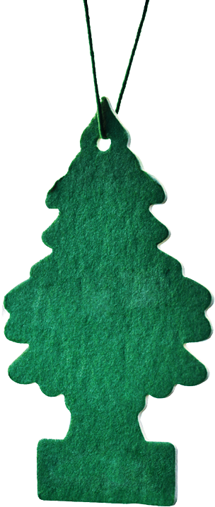 fragrance for the car interior, made in the form of a green tree  concept of fresh air, new year and christmas  copy space  isolated on white 