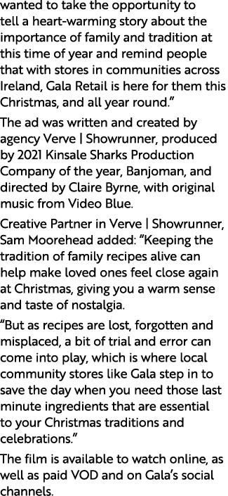 wanted to take the opportunity to tell a heart-warming story about the importance of family and tradition at this tim   