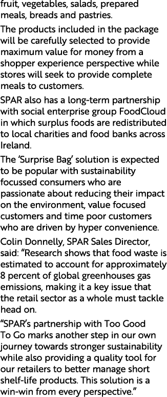 fruit, vegetables, salads, prepared meals, breads and pastries  The products included in the package will be carefull   