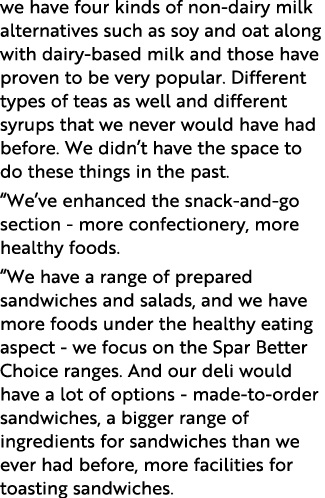 we have four kinds of non-dairy milk alternatives such as soy and oat along with dairy-based milk and those have prov   