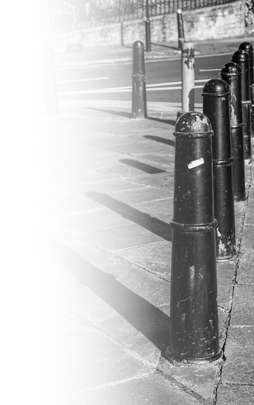 No parking bollards and shadows 