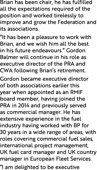Brian has been chair, he has fulfilled all the expectations required of the position and worked tirelessly to improve   