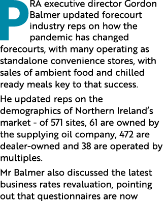 PRA executive director Gordon Balmer updated forecourt industry reps on how the pandemic has changed forecourts, with   