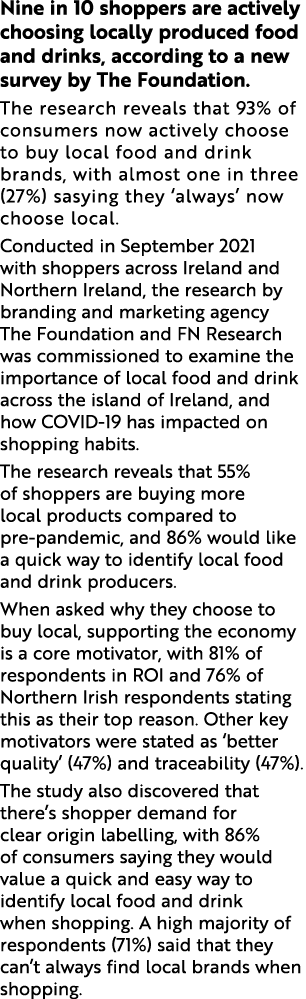 Nine in 10 shoppers are actively choosing locally produced food and drinks, according to a new survey by The Foundati   