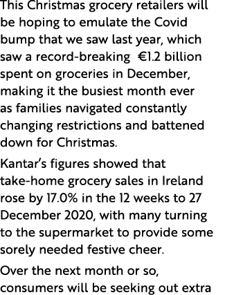 This Christmas grocery retailers will be hoping to emulate the Covid bump that we saw last year, which saw a record-b   