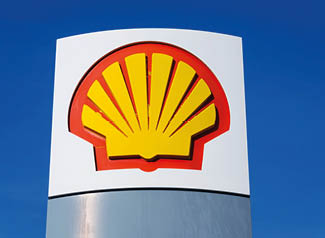 TABOR, CZECH REPUBLIC - FEBRUARY 6 2018: Royal Dutch Shell international oil and gas company logo on fuel station on February 6, 2018 in Tabor, Czech Republic 
