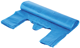 Blue  bags with handle  isolated on white background without shadows 