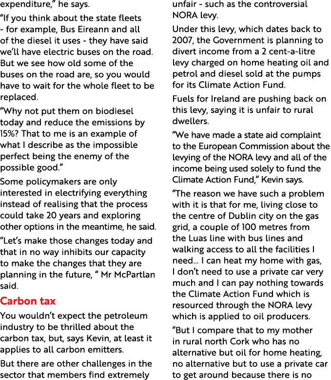 expenditure,  he says   If you think about the state fleets - for example, Bus Eireann and all of the diesel it uses    