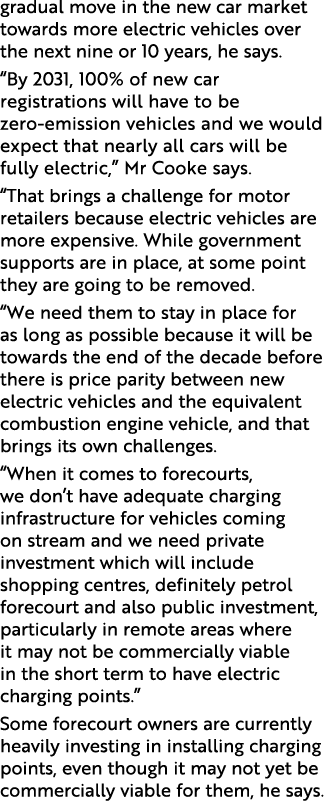 gradual move in the new car market towards more electric vehicles over the next nine or 10 years, he says   By 2031,    