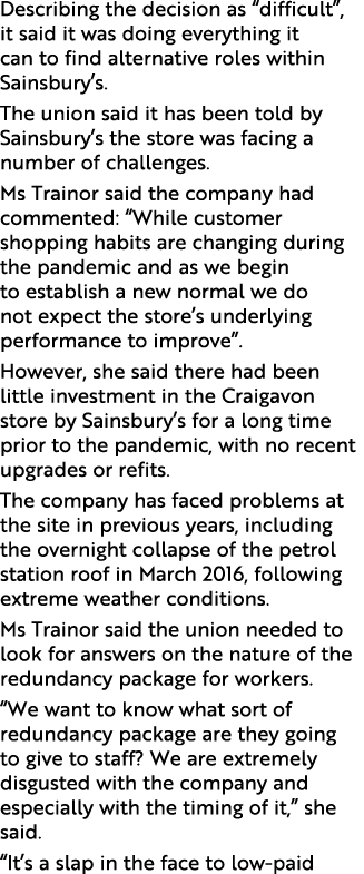 Describing the decision as  difficult , it said it was doing everything it can to find alternative roles within Sains   