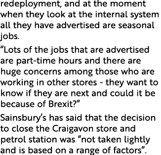 redeployment, and at the moment when they look at the internal system all they have advertised are seasonal jobs   Lo   
