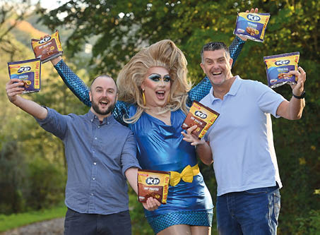 KP SNACKS URGES NI MEN TO  CHECK YOUR NUTS : KP Snacks has teamed up with men s health charity Movember for the third year running, to help raise awareness of the most common form of cancer in young men and to encourage more men in Northern Ireland to  check their nuts   KP enlisted the help of Northern Ireland drag artist, Trudy Scrumptious to launch the campaign locally  The the UK s most loved and well-known nut brand hopes that using humour will make it easier for men to open up and talk about what is a serious health risk  Ricky Watts and John Baxter of KP Snacks NI are pictured here with Trudy Scrumptious, encouraging as many men as possible to check themselves for irregularities  
