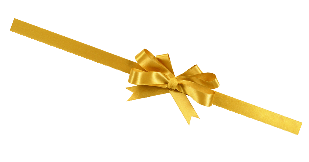 Gold gift bow isolated on white horizontal