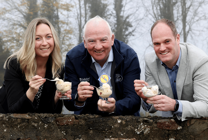 No Repro Fee. Lidl Ireland Sign New Deal Worth Over €1million With Lakeland Dairies. This new deal will see the Cavan based dairy Co-Op supply a core range of ice cream products including an exclusive festive Deluxe ice cream range to Lidl stores nationwide. Pictured at the announcement are Emma Purcell, Buyer, Lidl Ireland, Tommy O’Donoghue, Head of Consumer Foods, Lakeland Dairies and Brendan Conway, Buying Director - Food, Lidl Ireland. Pic. Robbie Reynolds