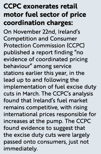 CCPC exonerates retail motor fuel sector of price coordination charges: On November 22nd, Ireland’s Competition and C...