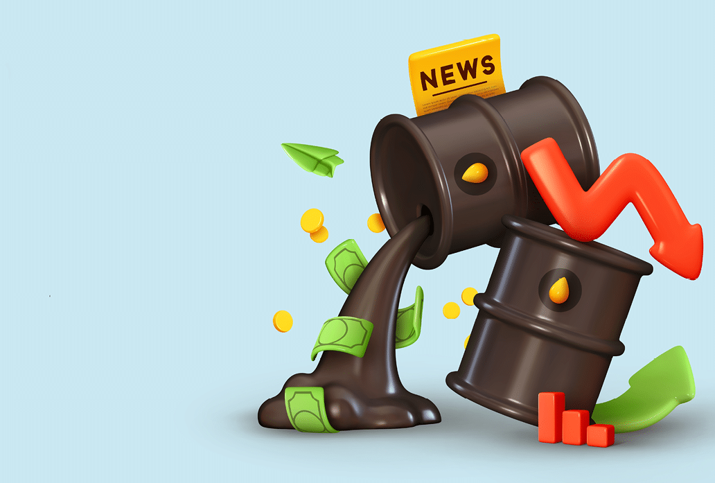 Dynamics of world oil prices. Shares of stock market indices are signaling tariffs. Oil prices Trading on stock exchange. Creative business investment concept. Realistic 3d design. vector illustration