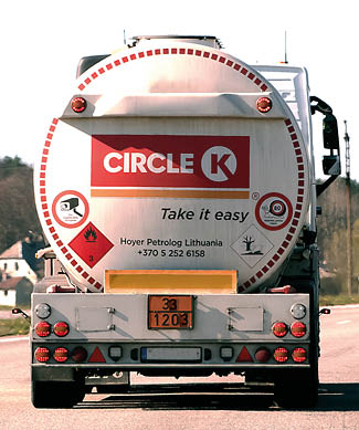 Klaipeda,Lithuania-April 23,2020:CIRCLE K  truck on the route to Palanga 