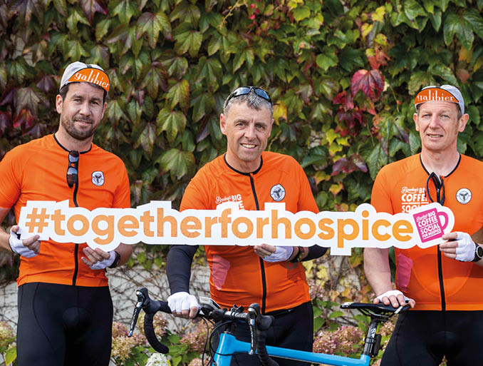 *****REPRO FREE*******   L to R Richie Bissett, Jason Doyle, (Managing Director, Bewley's Tea & Coffee Ireland & UK) Eamonn Diver   Bewley s employees have completed an incredible 105KM cycle to raise fund and awareness for Bewley s Big Coffee Morning Social for Hospice taking place on Thursday, 23rd September  Bewley s and Together for Hospice are calling on people across the country to get creative with their coffee creations and host a socially distanced or virtual Coffee Morning Social at any time on Thursday, 23rd September to raise vital funds for their local hospice  To register to host a coffee morning, visit  www hospicecoffeemorning ie or call 1890 998 995     Pic Tom Honan