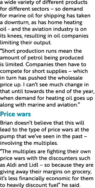 a wide variety of different products for different sectors   so demand for marine oil for shipping has taken a downtu   