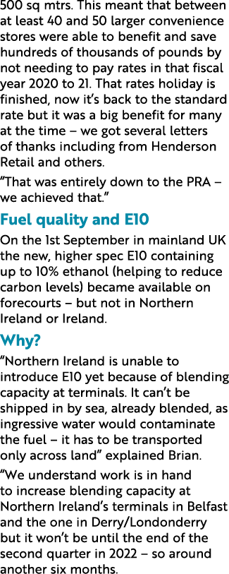 500 sq mtrs  This meant that between at least 40 and 50 larger convenience stores were able to benefit and save hundr   