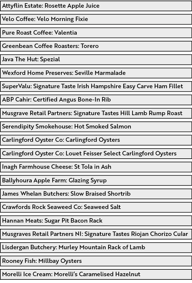 Attyflin Estate: Rosette Apple Juice,,Velo Coffee: Velo Morning Fixie,,Pure Roast Coffee: Valentia,,Greenbean Coffee    