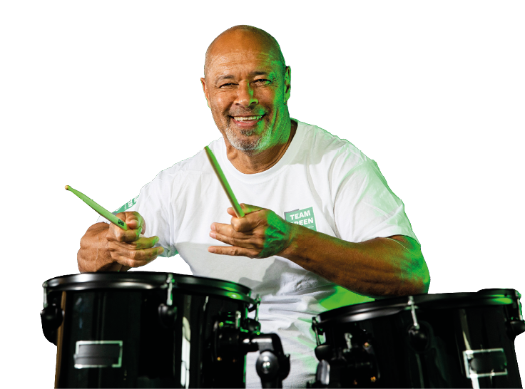 No repro fee 20-9-21 Drumming up New Habits  Pictured is Repak Team Green Ambassador Paul McGrath drumming up new habits as they celebrate that all plastics can now go in the recycling bin  Now in its fourth year, over 22,000 people have joined the Repak Team Green initiative, encouraging Irish people to recycle more and better  As a result of our collective efforts, recycled plastic packaging tonnes increased by 9% between the start of 2019 and the end of 2020  Join Repak Team Green today at www repak ie team-green          Pic:Naoise Culhane-no fee