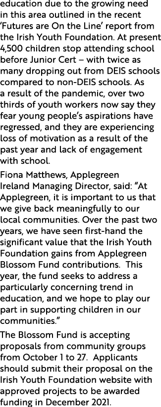 education due to the growing need in this area outlined in the recent  Futures are On the Line  report from the Irish   