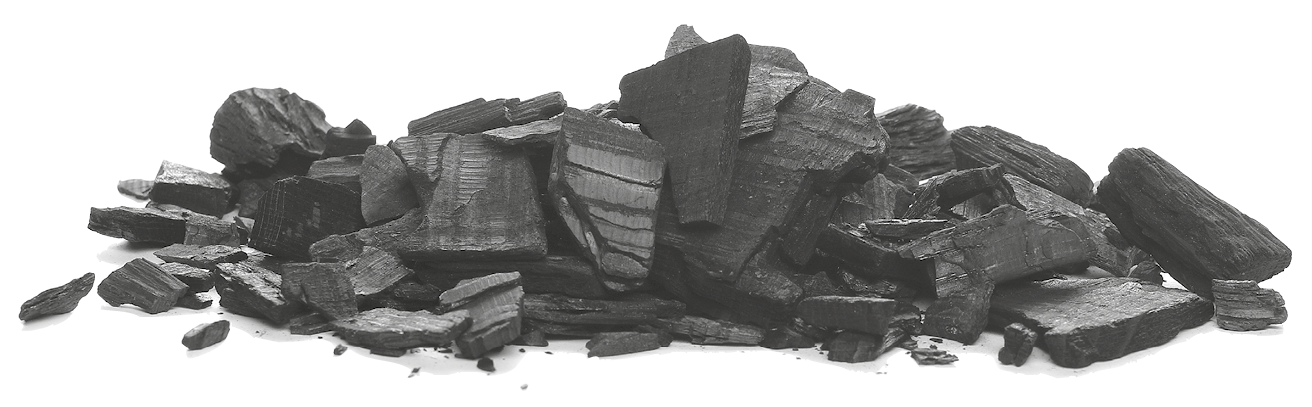 Pile black charcoal isolated on white background