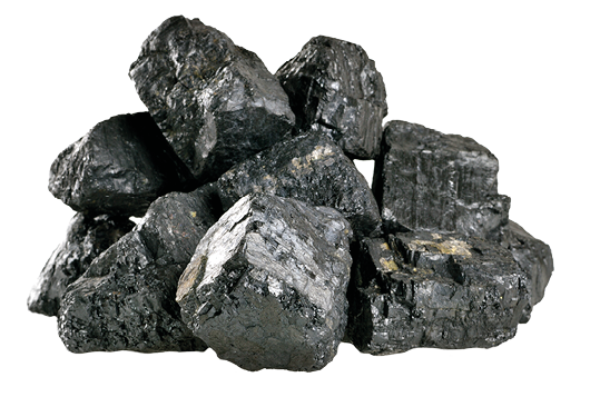 Pile of coal isolated on white background.