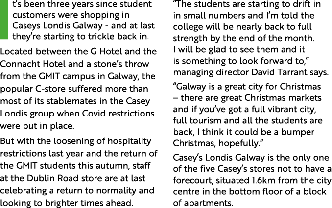 It’s been three years since student customers were shopping in Caseys Londis Galway - and at last they’re starting to...