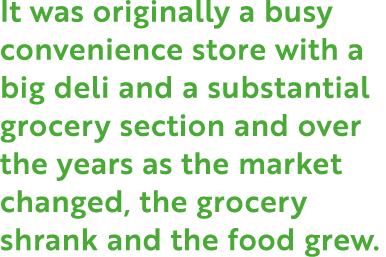 It was originally a busy convenience store with a big deli and a substantial grocery section and over the years as th...