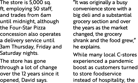 The store is 5,000 sq. ft, employing 50 staff, and trades from 6am until midnight, although the Four-Star Pizza conce...