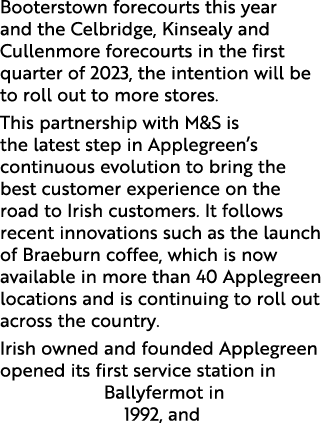 Booterstown forecourts this year and the Celbridge, Kinsealy and Cullenmore forecourts in the first quarter of 2023, ...