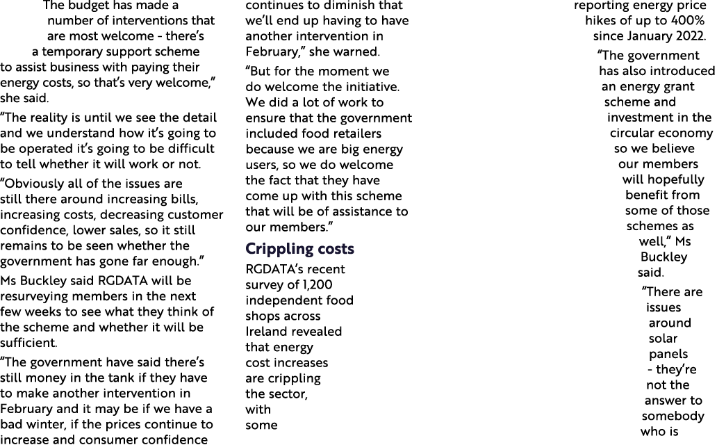 The budget has made a number of interventions that are most welcome - there’s a temporary support scheme to assist bu...