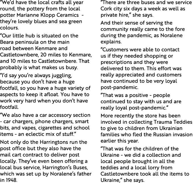 “We’d have the local crafts all year round, the pottery from the local potter Marianne Klopp Ceramics - they’re lovel...