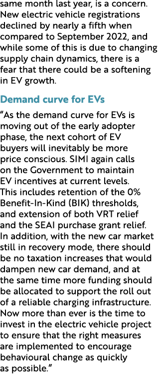 same month last year, is a concern. New electric vehicle registrations declined by nearly a fifth when compared to Se...