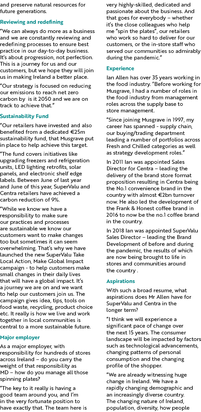 and preserve natural resources for future generations. Reviewing and redefining “We can always do more as a business ...