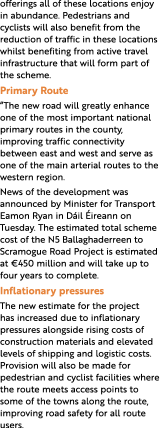 offerings all of these locations enjoy in abundance. Pedestrians and cyclists will also benefit from the reduction of...