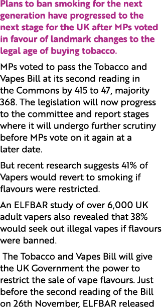 Plans to ban smoking for the next generation have progressed to the next stage for the UK after MPs voted in favour o...