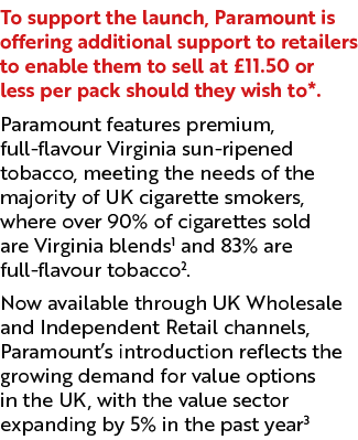 To support the launch, Paramount is offering additional support to retailers to enable them to sell at £11.50 or less...